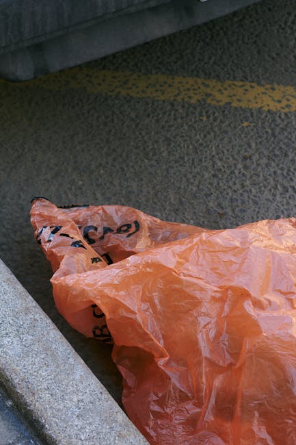 An outdoor scene showing a patch of uneven grassy ground with scattered litter, including flattened and torn cardboard boxes, some green with white star logos, and crumpled pieces of paper and plastic